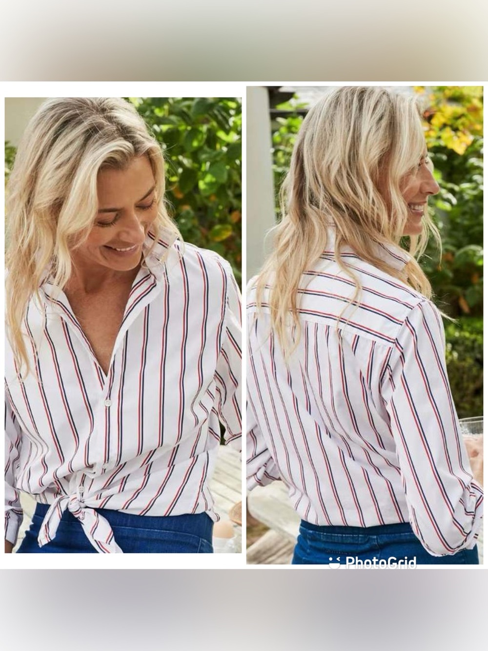 FRANK & EILEEN FRANK WOVEN BUTTON UP RED/NAVY STRIPE